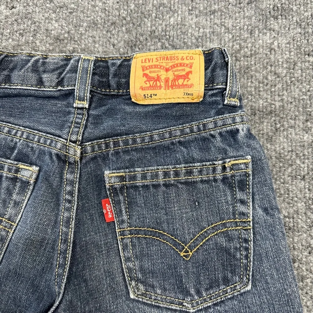 Levi's Jeans Boys Size 7XREG Dark Wash 514 Slim Straight Denim Casual Classic